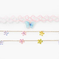 Claire's Club Floral Butterfly Choker & Multi-Strand Necklaces - 2 Pack