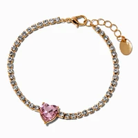 Claire's x Sliving by Paris Hilton Pink Heart Tennis Bracelet