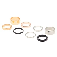 Mixed Metallic Band Rings - 8 Pack