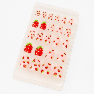 Strawberry Polka Dot Stiletto Press On Vegan Faux Nail Set