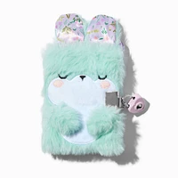 Claire's Club Mint Bunny Furry Mini Lock Diary