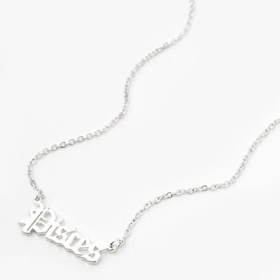 Silver Gothic Zodiac Pendant Necklace - Pisces