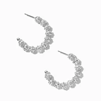 Silver-tone Pavé Fireball Hoop Earrings