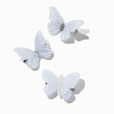 White Butterfly Hair Clips - 3 Pack