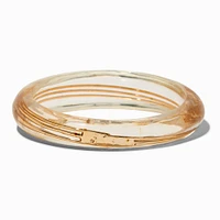 Gold-tone Wire Wrap Clear Acrylic Bangle Bracelet