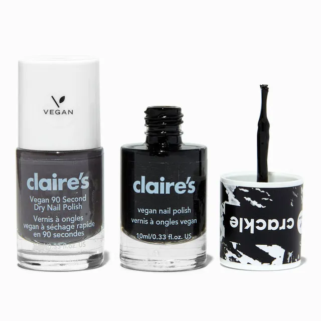 Claire's Black & White Dot Stiletto Vegan Faux Nail Set - 24 Pack