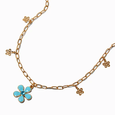 UV Color-Changing Blue Flower Charm Necklace