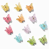 Rainbow Iridescent Butterfly Mini Hair Claws - 12 Pack