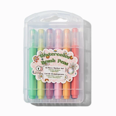 Classic Brights Watercolor Brush Tip Marker Set - 12 Pack