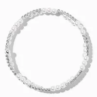 Silver Crystal & Pearl Wrap Bracelet