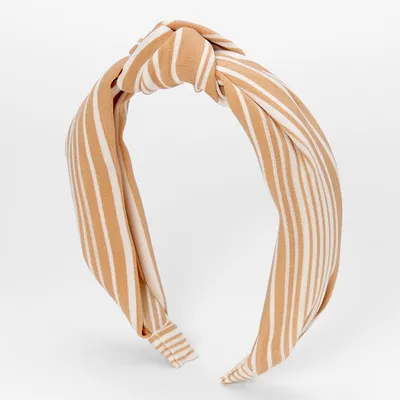 Nude & White Striped Knotted Headband