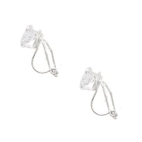 Silver Cubic Zirconia Round Clip On Earrings - 7MM