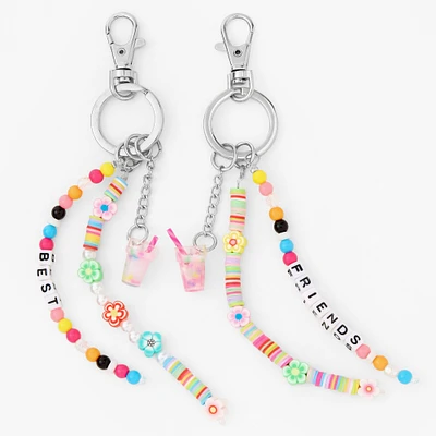 Beaded Milkshake Best Friends Charm Keychains - 2 Pack