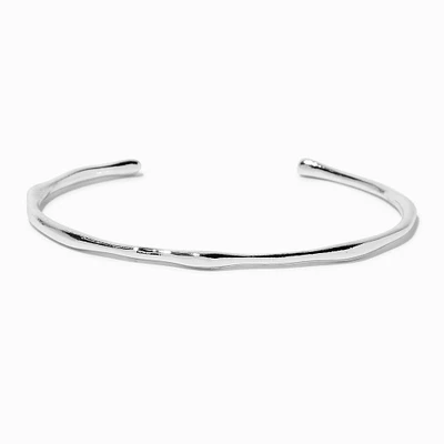 Silver-tone Simple Textured Cuff Bracelet