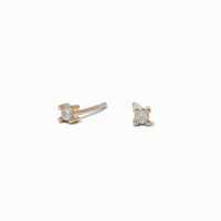 C LUXE by Claire's 18kt Gold Plated Cubic Zirconia 2mm & 8mm Round Stud & Clicker Hoop Earrings - 2 Pack