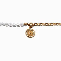 Antiqued Coin Mixed Pearl Chain Bracelet