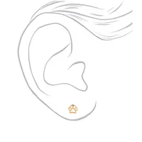 18K Gold Plated Paw Print Stud Earrings