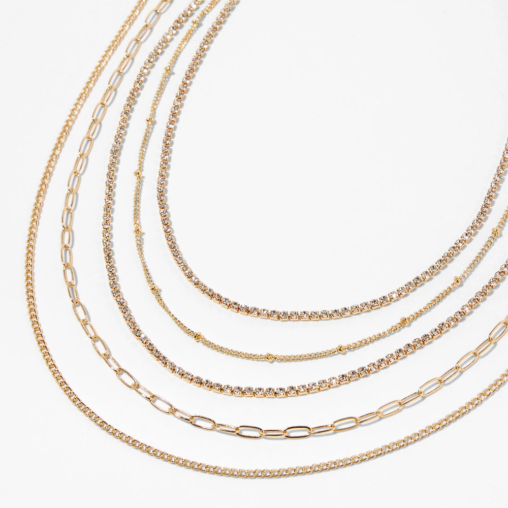 Gold Delicate Chain Multi Strand Necklace