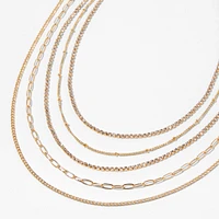 Gold Delicate Chain Multi Strand Necklace