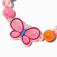 Claire's Club Pink Butterfly Shaker Charm Beaded Stretch Bracelet