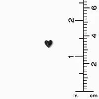 Black Puffy Heart Stud Earrings