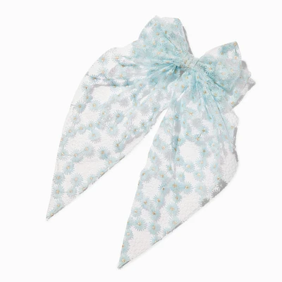 Blue Daisy Lace Hair Bow Clip