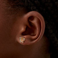 Gold-tone Butterfly & Daisy Stud Earrings - 9 Pack