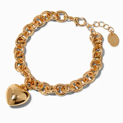 Gold-tone Heart Chain Bracelet