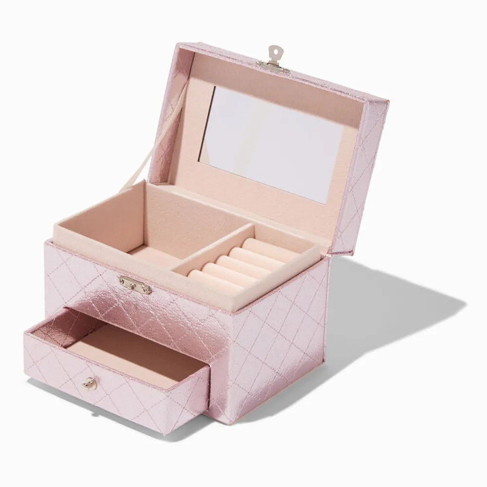 Claire's Club Pink Quilted Jewelry Box