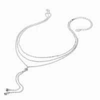 Silver-tone Cubic Zirconia Multi-Strand Y-Neck Necklace