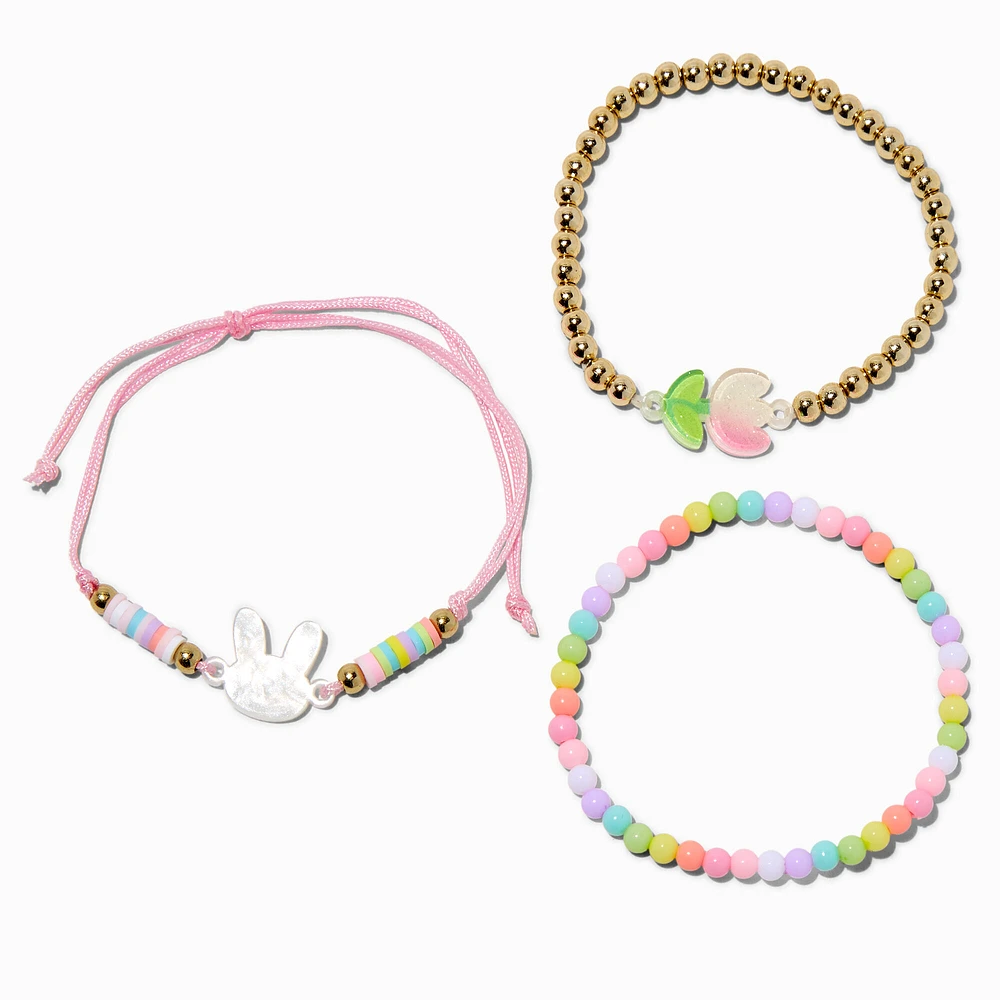 Claire's Club Bunny Bloom Bracelets - 3 Pack