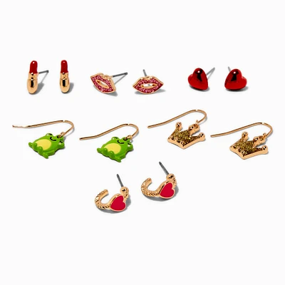 Frog Prince Stud & Drop Earrings - 6 Pack