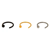 20G Mixed Metal Stainless Steel Open Nose Rings - 3 Pack