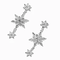 Crystal Snowflake Silver-tone Drop Earrings