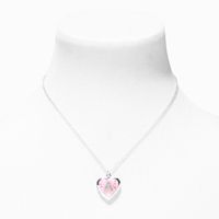 Pink Embellished Initial Glitter Heart Locket Necklace (A)