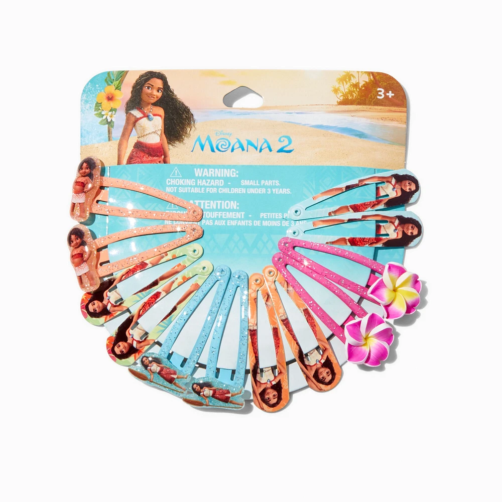 Disney Moana 2 Glitter Snap Hair Clips - 12 Pack