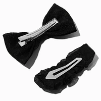 Black Sheer Pearl Bow Hair Clips - 2 Pack