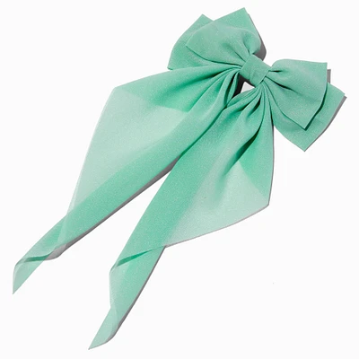 Mint Green Long Tail Hair Bow Clip