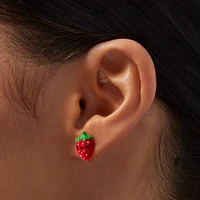 Fuzzy Strawberry Stud Earrings