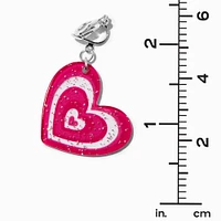 Pink Pulsating Heart 1.5" Clip-On Drop Earrings