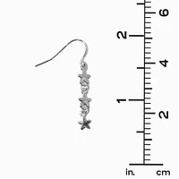 Silver-tone Stars Linear 1" Drop Earrings