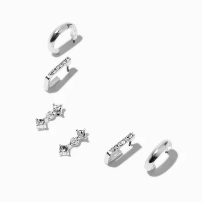 Embellished Silver-tone Earring Stackables Set - 3 Pack