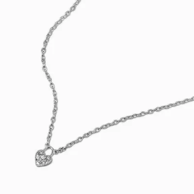 C LUXE by Claire's Sterling Silver 1/20 ct. tw. Lab Grown Diamond Pavé Heart Lock Pendant Necklace