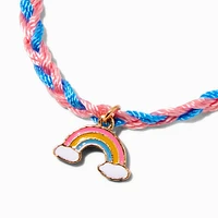 Pink & Blue Rainbow Braided Adjustable Bracelet