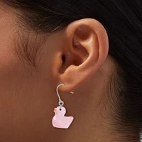 Pink Glow in the Dark Rubber Duck 0.75" Drop Earrings