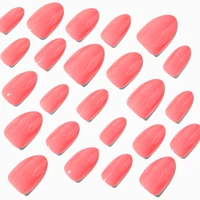 Coral Pink Glossy Short Almond Vegan Faux Nail Set - 24 Pack