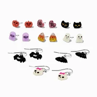 Halloween Icons Glow in the Dark Drop & Stud Earrings - 9 Pack