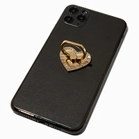 Gold-tone Bling Heart Phone Ring Stand