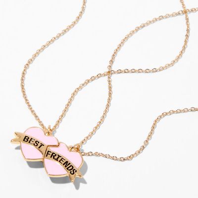 Best Friends Pink Heart Banner Pendant Necklaces (2 Pack)