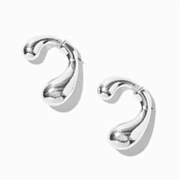 Silver-tone Bean Front & Back Drop Earrings